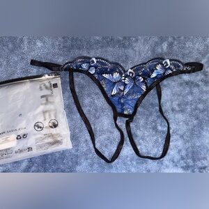 Shein Blue Lace Butterfly Crotchless Panties